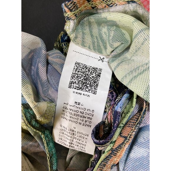 Butterfly Print Mesh Sexy Long Sleeve Bodysuit Open Front Ties Large Stretch Hot - Picture 6 of 7